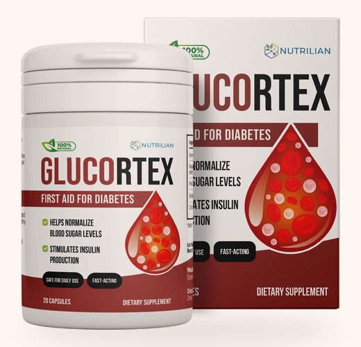 Pack de Glucortex: bote de 20 cápsulas con su caja